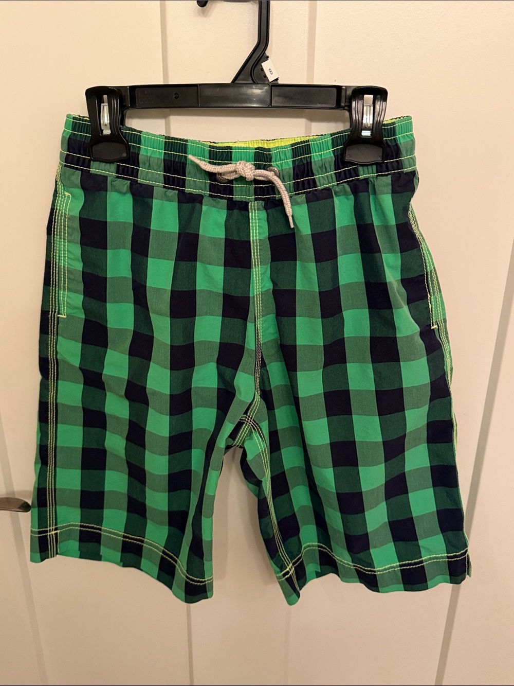 GAP Green and Navy Check Boys' Swim Trunks